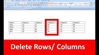 How to delete Rows/Columns in Table - MS Word