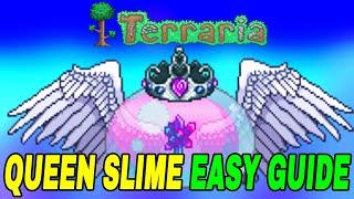 Terraria: How To Beat & Defeat Queen Slime EASY Tutorial (Boss Fight Guide)