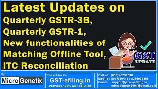 Latest Updates on Quarterly GSTR-3B, Quarterly GSTR-1, Matching Offline Tool, ITC Reconciliation.