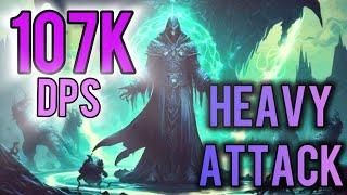 ESO 107K DPS!!!  Heavy Attack Sorc One Bar Build PVE Update 42