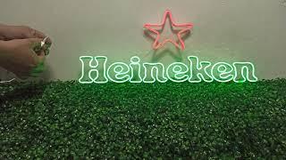 Painel Neon LED Heineken C/ Controle de Luminosidade 70x30cm