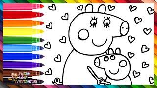 Draw and Color Peppa Pig with Mommy Pig ️ Drawings for Kids