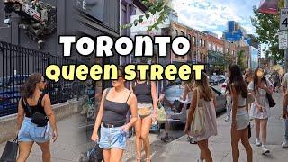 Toronto Saturday Queen Street West Downtown walking Tour Canada 4K