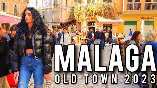 MALAGA  OLD TOWN BARS WALK January 2023 Costa del Sol Spain 4K