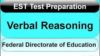 Verbal Reasoning MCQs for EST Test Preparation in Federal Directorate of Education, Islamabad