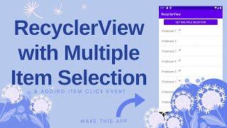 Multiple Item Selection in RecyclerView - Android RecyclerView Tutorial