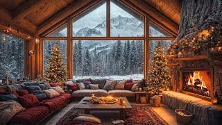 Winter Cozy Christmas Jazz Relaxing Music for Good Mood, Festive Vibes  Warm Cabin Room & FIreplace