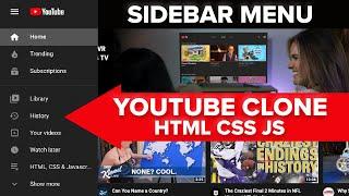 How to Make a Navbar Sidebar Menu Youtube Clone using HTML CSS and Javascript - Vertical Navigation