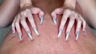 ASMR | Back scratching session with very long silver nails!