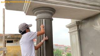 How To Make Creative Concrete Columns - Using Sand And Cement - Round Plastic Pipes