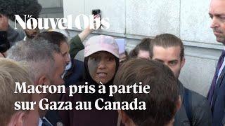 Emmanuel Macron interpellé sur Gaza par des manifestants à Montréal