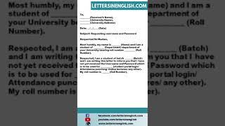 Request Letter to University for Username and Password