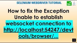How to resolve Unable to establish web socket connection exception in Selenium WebDriver with Chrome