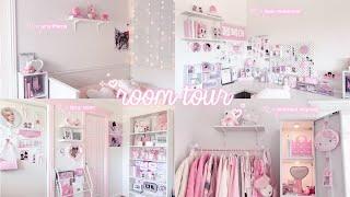 room tour ️ | pink & white theme, kpop room, desk tour, pinterest inspired 