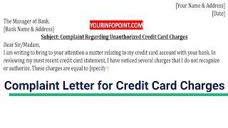 Complaint letter for credit card charges – Credit card charges complaint application to bank