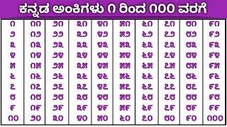 Kannada ankigalu 1 to 100 | kannada numbers 1 to 100 | kannada 1 to 100 | ankigalu 1 to 100 kannada.