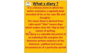 what is DIARY IN LITERARY FORMS