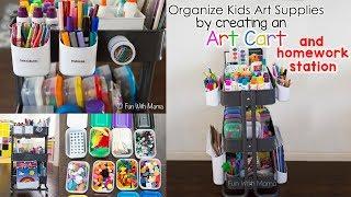 Art Cart Using Ikea Raskog Cart Organization - DIY Homework Station + kids playroom tour