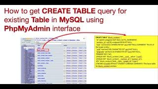 How to get create table query for already existing table in MySQL