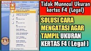 Tutorial || Cara mengatasi tidak muncul ukuran kertas F4 / Legal