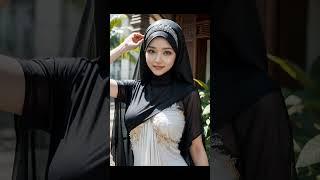 Beautiful Muslim Girl in Indonesian Traditional Dress, AI Art