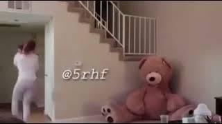 man hides in giant teddy bear and scares his wife - Hilarious as hell ( must watch ) !!!