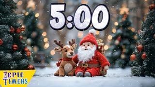 5 Minute Timer Christmas Santa and Reindeer  with relaxing music and Alarm