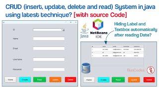 CRUD System in java - How to Insert, Delete, Update and Read in java using NetBeans & MySQL DB?