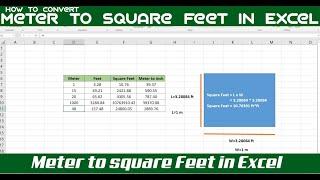 Convert Meter into Square Feet in Excel | Meter to square meters in excel | Excel CONVERT Function