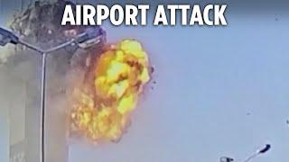 Moment Israeli forces destroy airport tower in Yemen after Houthi drone attacks