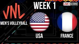 USA vs France | 2024 VNL Men's Volleyball Week 1 Live Scoreboard