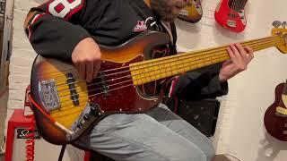 J5-2161 La Bella Olinto 5-String Jazz Bass – Burst Relic played by Mitch Friedman