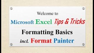 Excel Formatting Basics including Format Painter