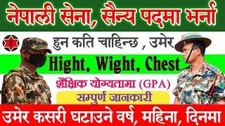 Nepal Army हुन चाहिने Age, Hight, Wight र शैक्षिक योग्यता कति ? भर्ना हुन उमेर कति, बर्ष कसरी घटाउने