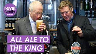 Cheerful King Charles Pours Himself a Pint on Visit to Burton Brewery