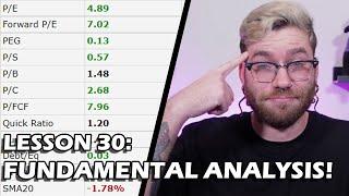 Stock Trading Beginner Course: Lesson 30- BASIC FUNDAMENTAL ANALYSIS!