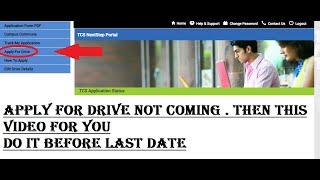 Apply For Drive Option Not Coming/Change from BPS to IT Career TCS Smart Drive