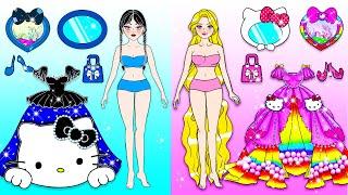 Maquillaje Barbie Rosa Y Azul Nueva Moda Hello Kitty Contest Makeover - Manualidades De Papel DIY