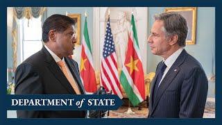 Secretary Blinken meets with Surinamese President Chandrikapersad Santokhi