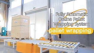 Fully automatic inline pallet wrapper pre-stretch film wrapping machine