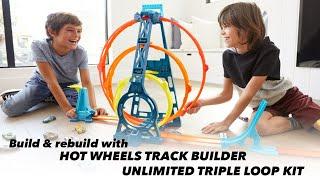 See all the configurations and fun Hot Wheels Track Builder Unlimited Triple Loop Kit has to offer!