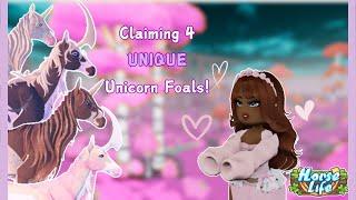 I Claimed 4 UNIQUE Unicorn Foals in Horse Life Roblox!