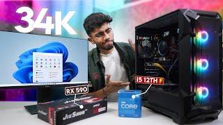 35,000/- Rs Perfect PC Build With 8GB GPU! Complete Guide🪛 Gaming Test i5 12th Gen+ RX 590