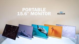 Santek 15.6" Portable Monitor - Two-Tone Color Frame - 1920x1080p FHD IPS Non-Glare Build-in Stand
