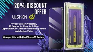 WSKEN for iPhone 15 Plus Privacy Screen Protector  | Installation TUTORIAL Easy  Quick