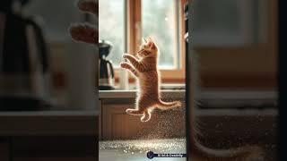 "Orange Kitten’s Glittery Adventure: A Leap of Playful Magic! " #adorablepets #cat #festivefelines