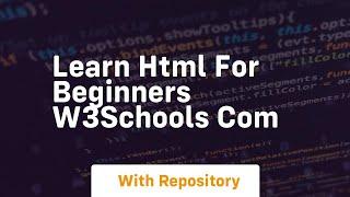 Learn html for beginners w3schools com