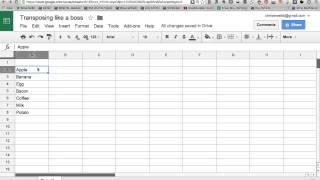 Transposing rows/columns in Google Sheets