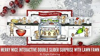 Family Mice is Baking for the Holidays! | Double Slider Surprise Card with Lawn Fawn