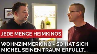 Wohnzimmerkino - so hat sich Michel seinen Traum erfüllt. 15 Lautsprecher, 4 Sub, Leinwand & TV